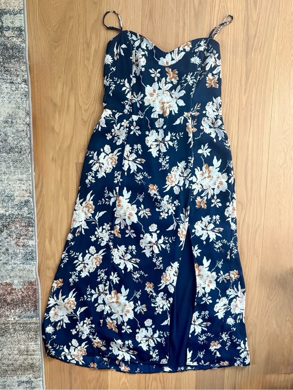 Abercrombie & Fitch Navy Floral Camille Midi Dress